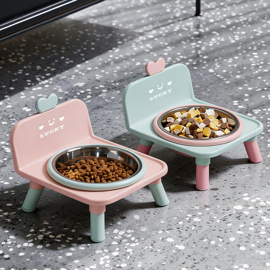 Anti-spill Ceramic Cat Bowl With Square Neck-protecting Stand For - view 2
