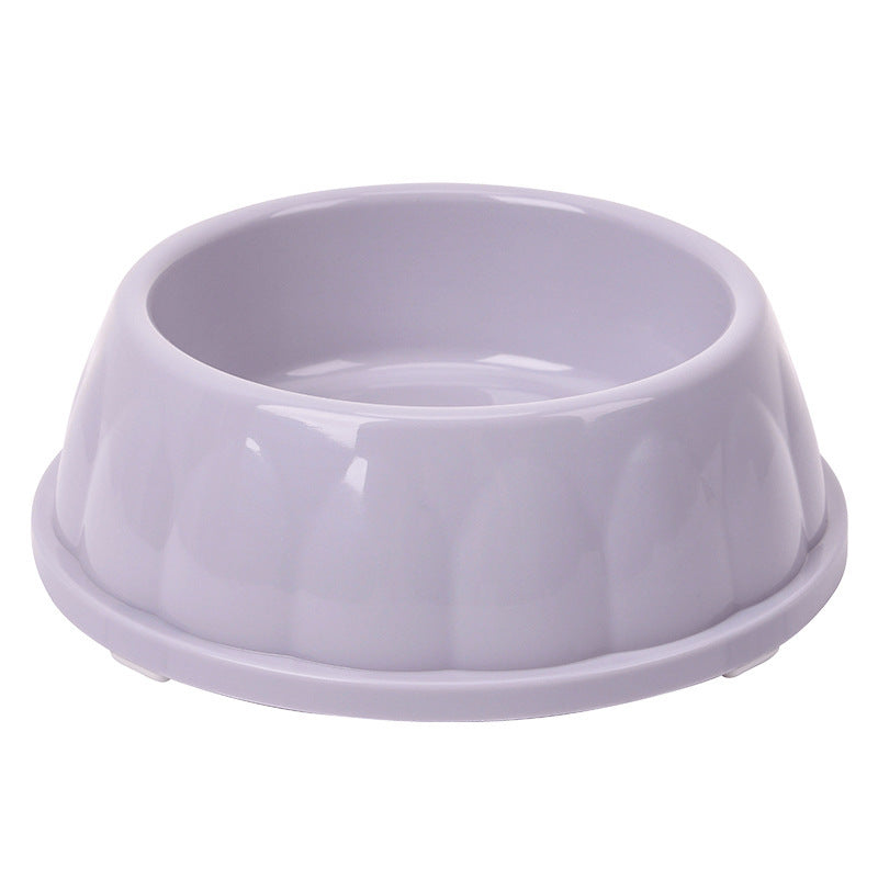 Plastic Pet Bowls Candy-colored Large-diameter Round Dog Bowls - Gray-purple (With Anti-slip Pads)