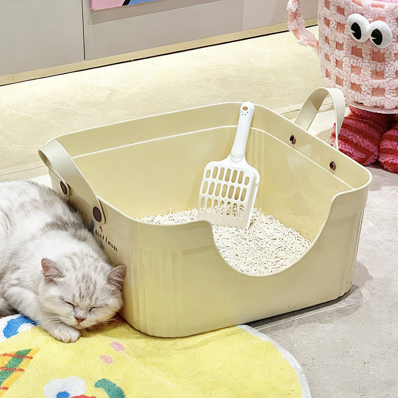 Extra-large Cat Litter Box Anti-splash Cat Toilet Extra-large - Butter Cookies