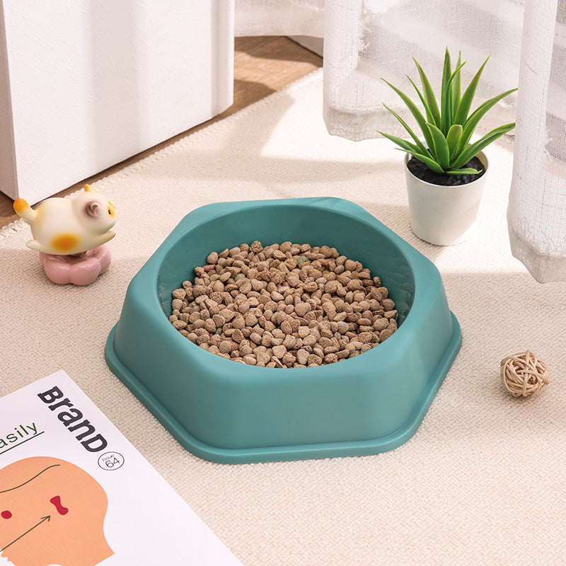 Candy-colored Anti-spill Pet Bowl Dog Bowl Cat Bowl Hexagonal Single - Green