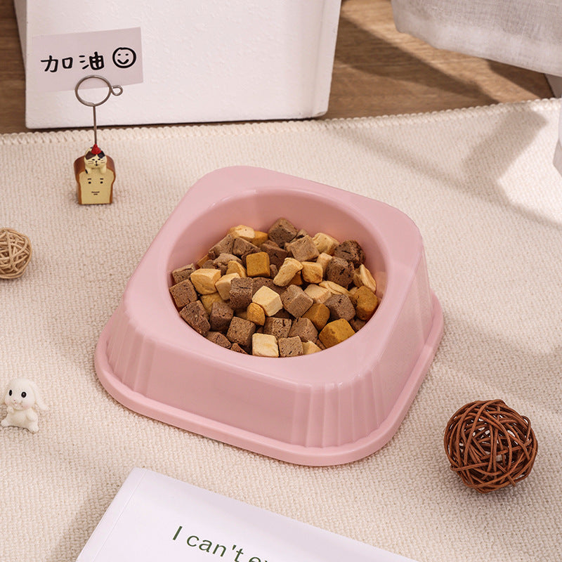Pet Slanted Square Bowl Cat Food Bowl Anti-tip Anti-slip Base - Pink (Without Anti-slip Mat)