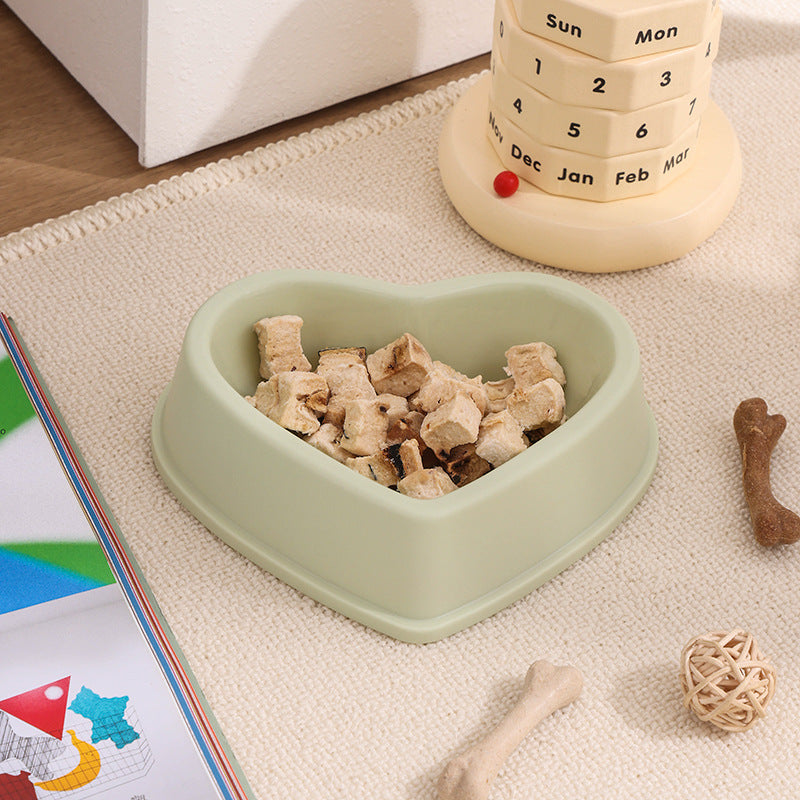 Heart-shaped Cat And Dog Bowls Drinking And Eating Containers Simple - Light Green