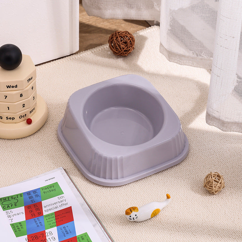 Pet Slanted Square Bowl Cat Food Bowl Anti-tip Anti-slip Base - Gray (Without Anti-slip Mat)