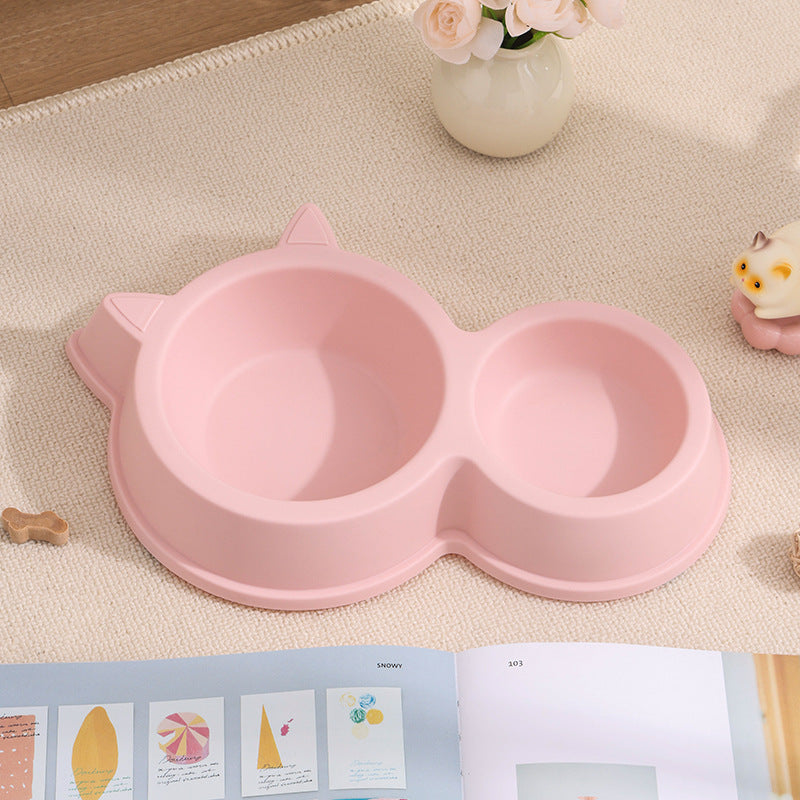 Pet Supplies Cat Food Bowl Cute Pet Cat And Dog Bowl Divided Solid - 1211--light Pink