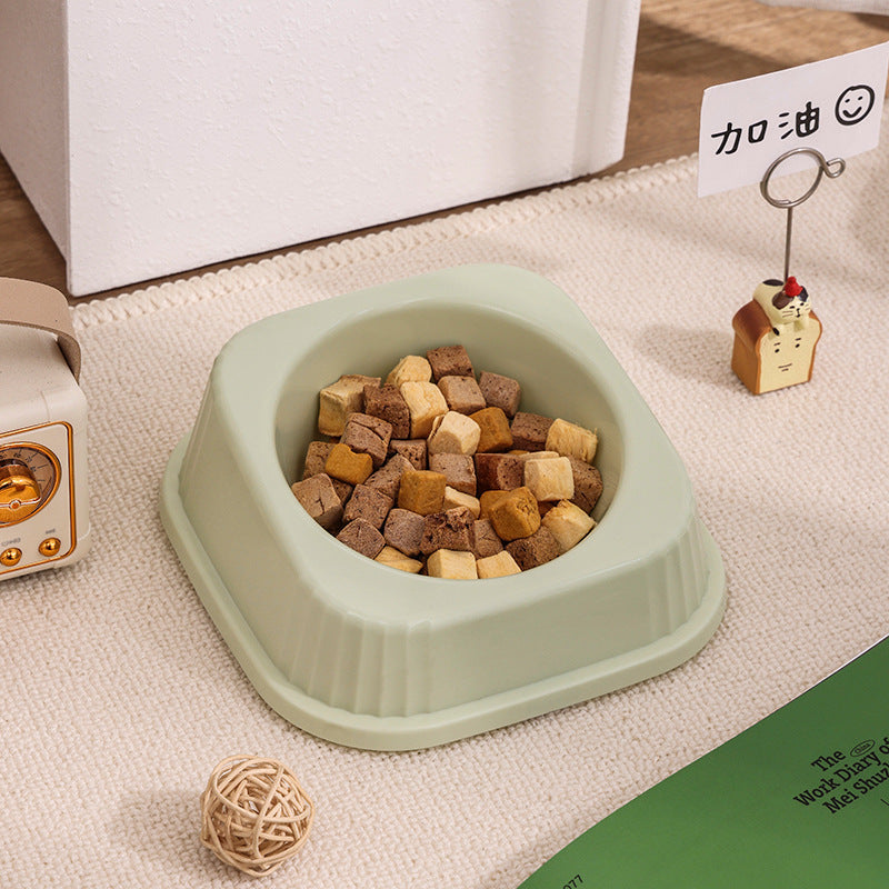 Pet Slanted Square Bowl Cat Food Bowl Anti-tip Anti-slip Base - Green (Without Anti-slip Mat)