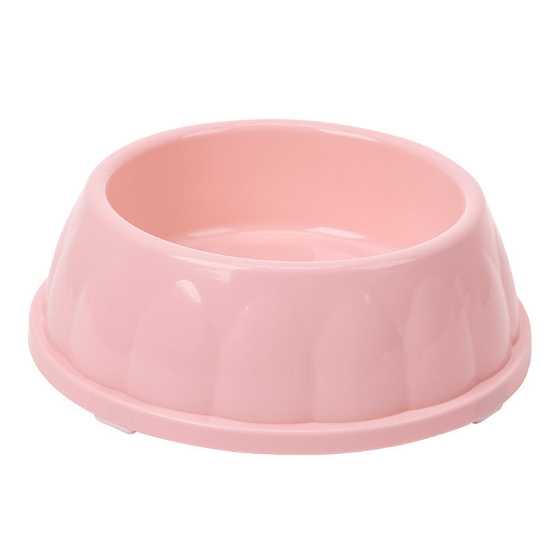 Plastic Pet Bowls Candy-colored Large-diameter Round Dog Bowls - Pink (With Anti-slip Pads)