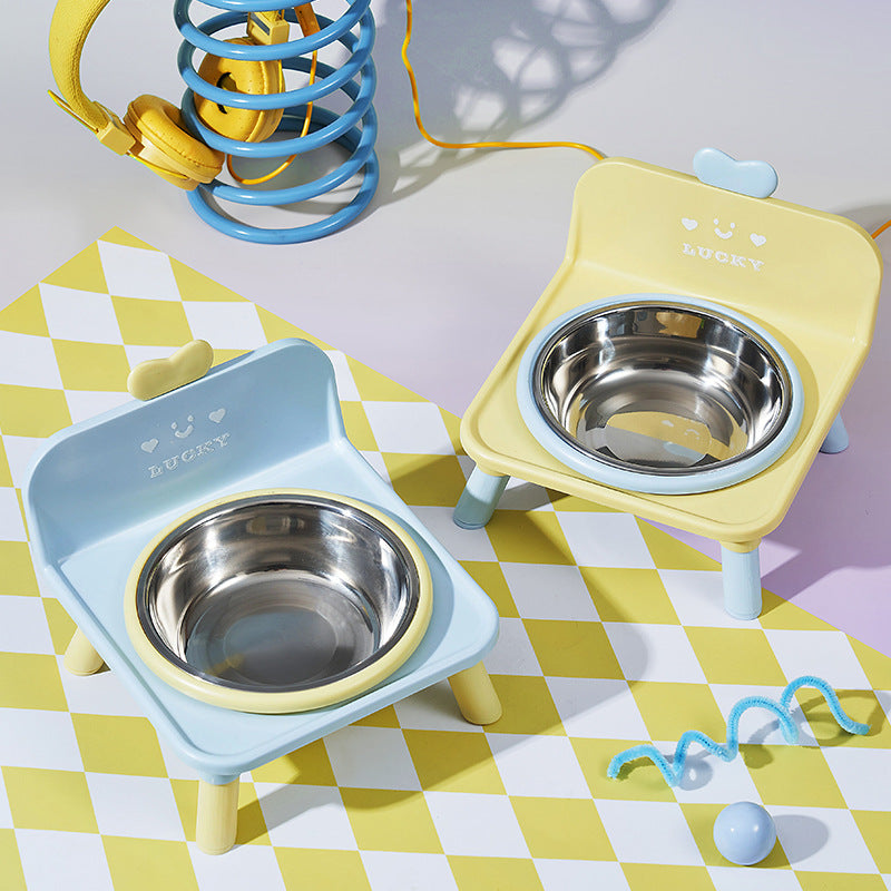 Anti-spill Ceramic Cat Bowl With Square Neck-protecting Stand For - view 4