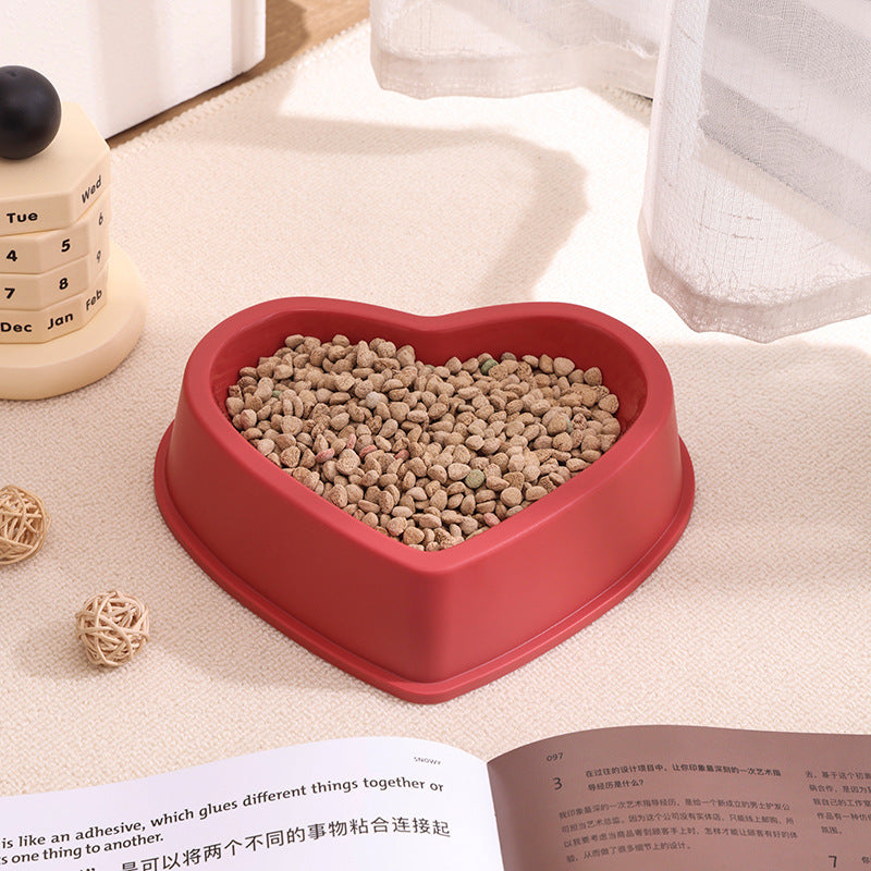 Heart-shaped Cat And Dog Bowls Drinking And Eating Containers Simple - Bright Red