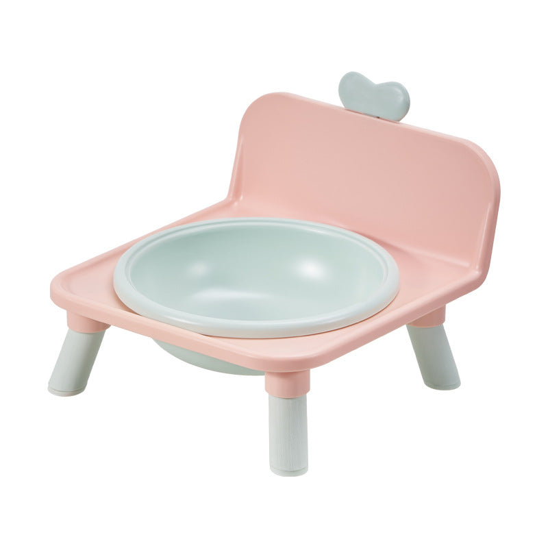 Anti-spill Ceramic Cat Bowl With Square Neck-protecting Stand For - No Stainless Steel Light Powder