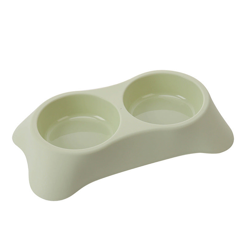 Trapezoidal Pet Bowl Stainless Steel Double Bowl For Water And Food - Light Green