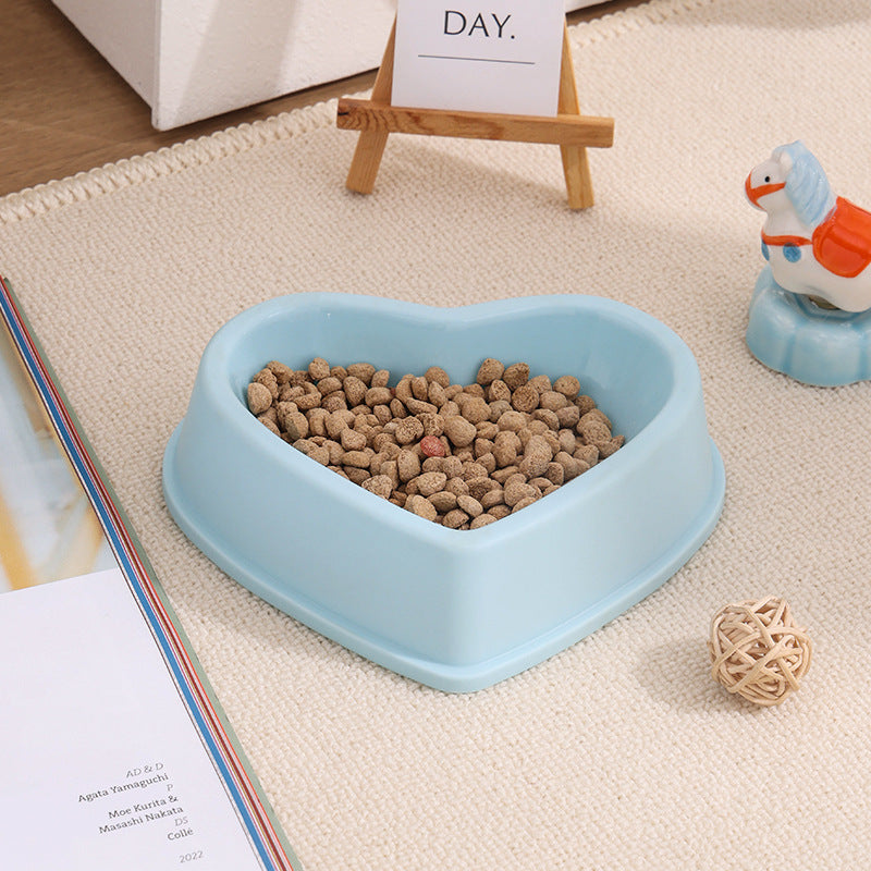 Heart-shaped Cat And Dog Bowls Drinking And Eating Containers Simple - Light Blue