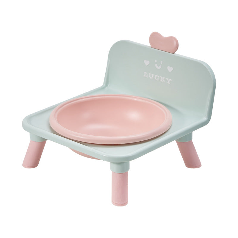 Anti-spill Ceramic Cat Bowl With Square Neck-protecting Stand For - No Stainless Steel Light Green