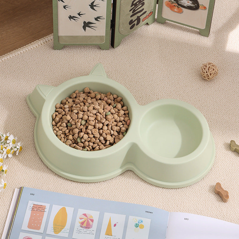 Pet Supplies Cat Food Bowl Cute Pet Cat And Dog Bowl Divided Solid - 1211--light Green