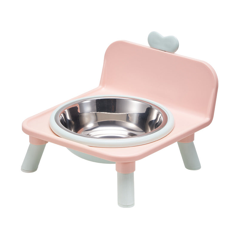 Anti-spill Ceramic Cat Bowl With Square Neck-protecting Stand For - Add Stainless Steel Light Powder