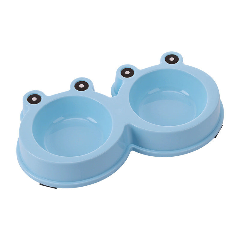 Cartoon Cat Bowl Large And Small Frog Bowls Stainless Steel Double - Light Blue