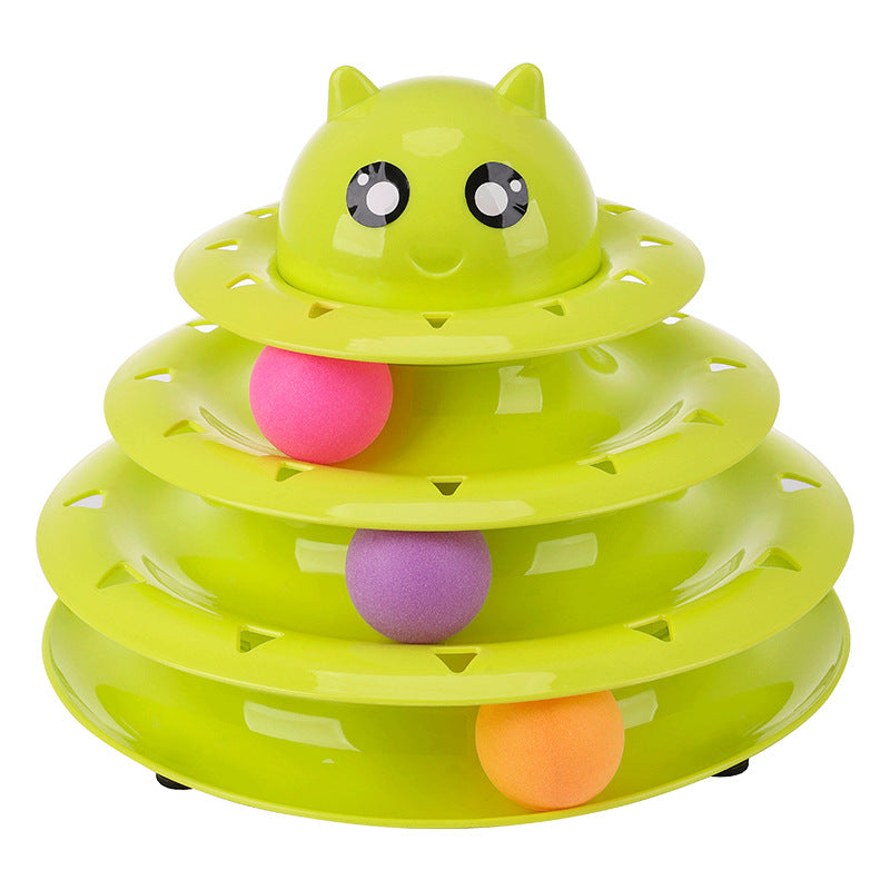 In-stock From Cross-border Manufacturer New Pet Toy - Three-layer Cat - Old Yellow Green