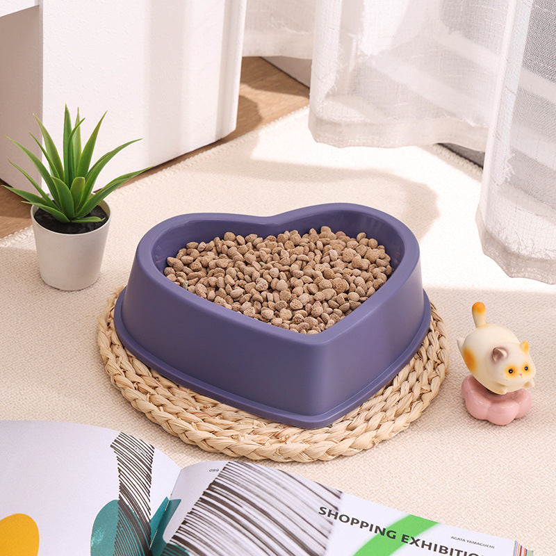 Heart-shaped Cat And Dog Bowls Drinking And Eating Containers Simple - Purple