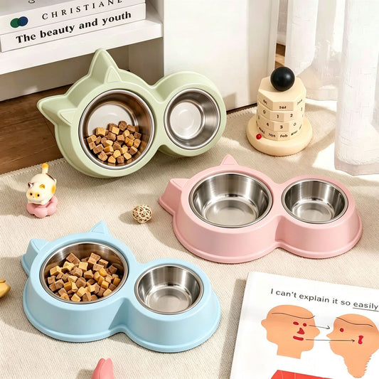 Pet Supplies Cat Food Bowl Cute Pet Cat And Dog Bowl Divided Solid - view 1