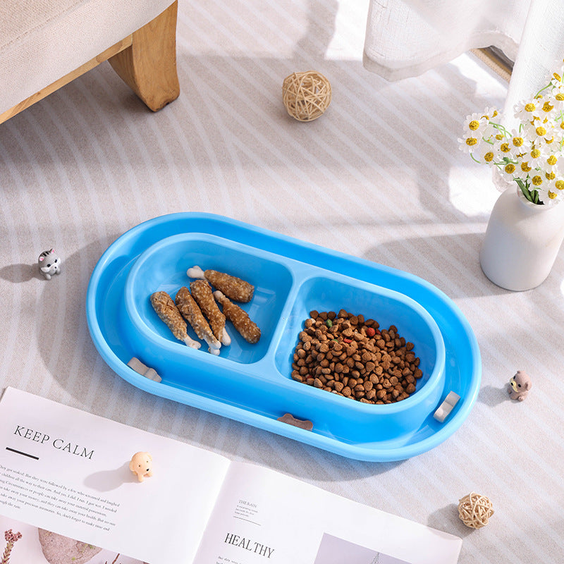 Pet Anti-ant Double Bowl Cat And Dog Food Bowl Pet Bowl Anti-spill - Blue
