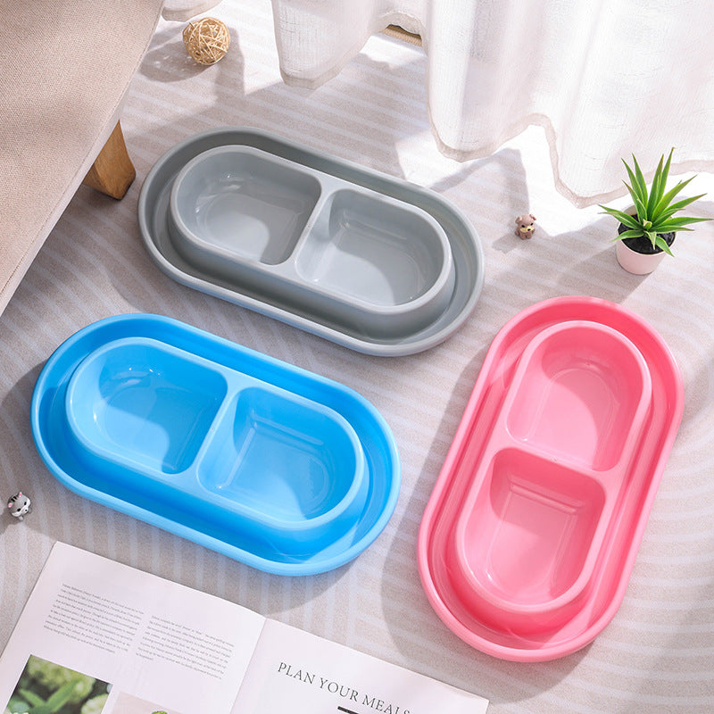 Pet Anti-ant Double Bowl Cat And Dog Food Bowl Pet Bowl Anti-spill - Mixed Colors--randomly Sent