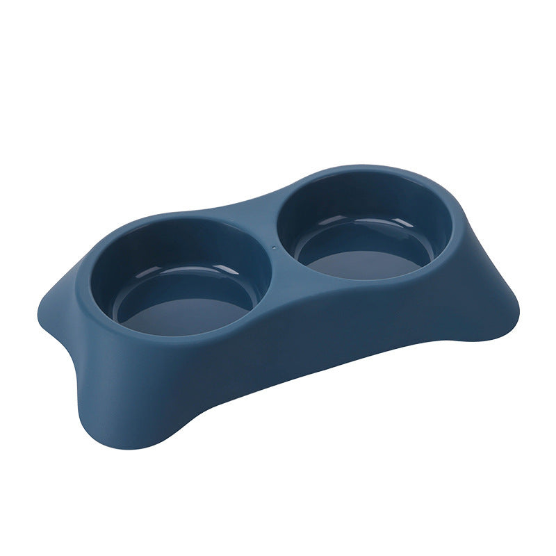 Trapezoidal Pet Bowl Stainless Steel Double Bowl For Water And Food - Deep Blue