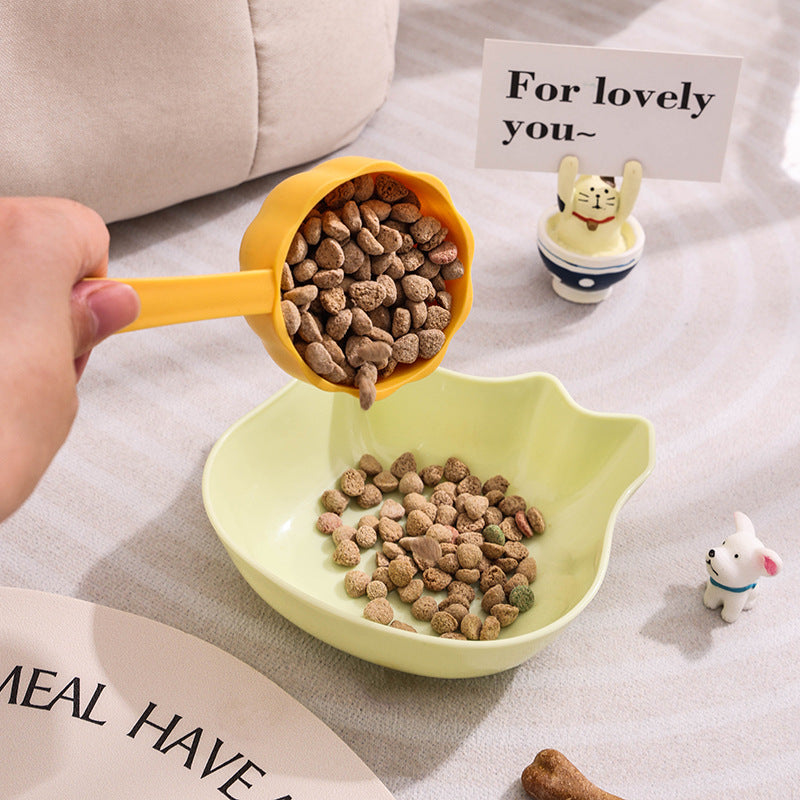 Cat Bowl Plastic Cat Food Bowl Pet Bowl Water Bowl Food Bowl - Light Green