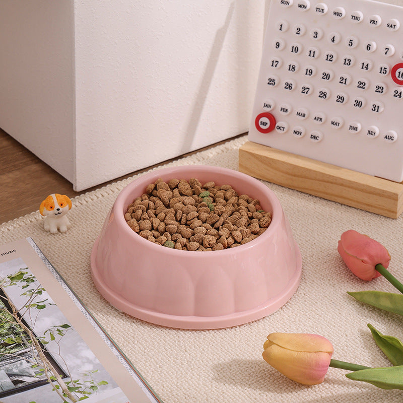 Plastic Pet Bowls Candy-colored Large-diameter Round Dog Bowls - Pink (Without Anti-slip Pad)
