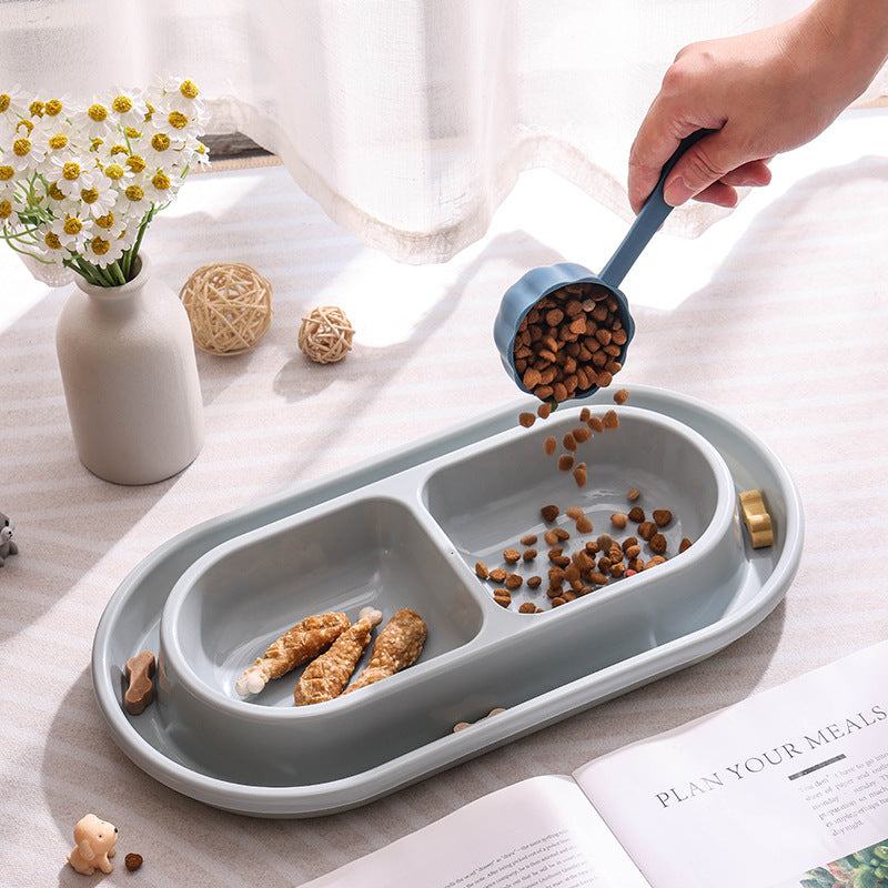 Pet Anti-ant Double Bowl Cat And Dog Food Bowl Pet Bowl Anti-spill - Gray