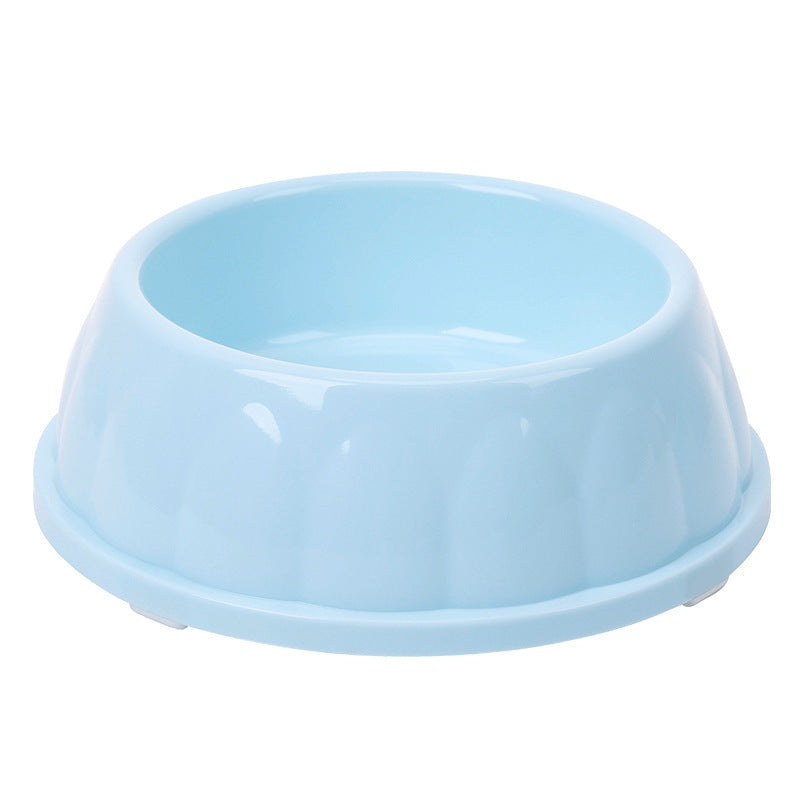 Plastic Pet Bowls Candy-colored Large-diameter Round Dog Bowls - Blue (With Anti-slip Pads)