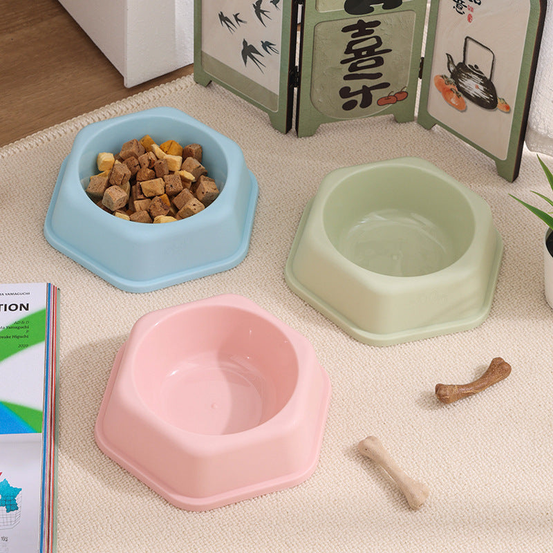 Candy-colored Anti-spill Pet Bowl Dog Bowl Cat Bowl Hexagonal Single - view 1