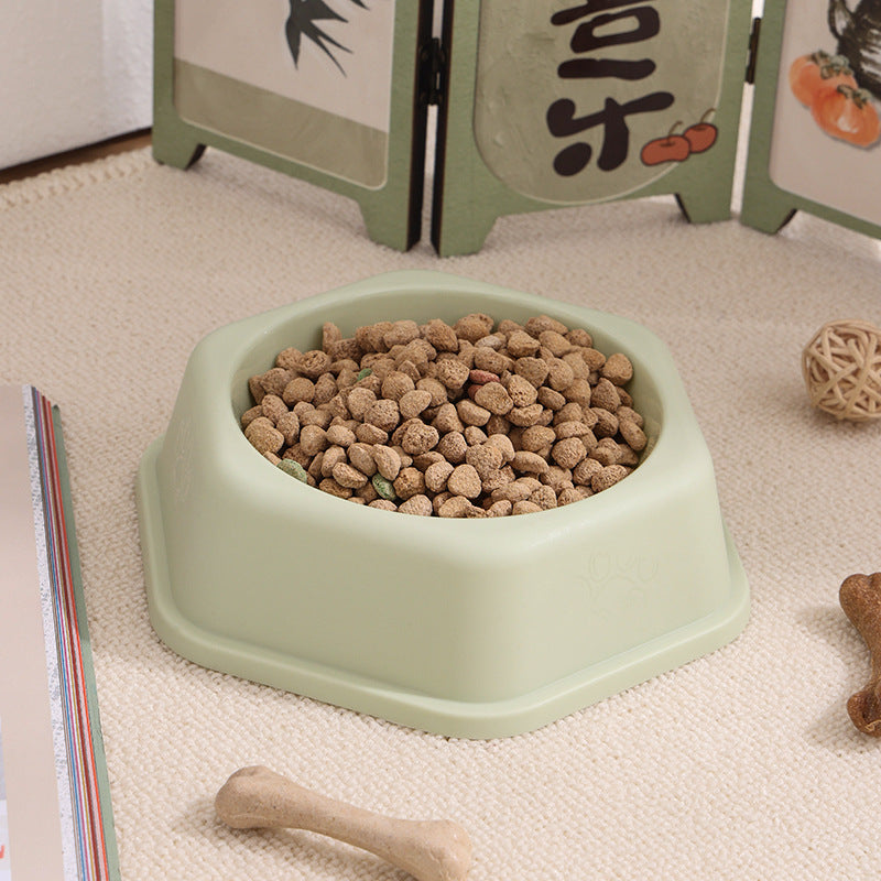 Candy-colored Anti-spill Pet Bowl Dog Bowl Cat Bowl Hexagonal Single - Light Green