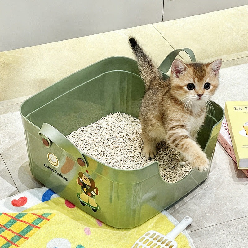 Extra-large Cat Litter Box Anti-splash Cat Toilet Extra-large - Green Dog
