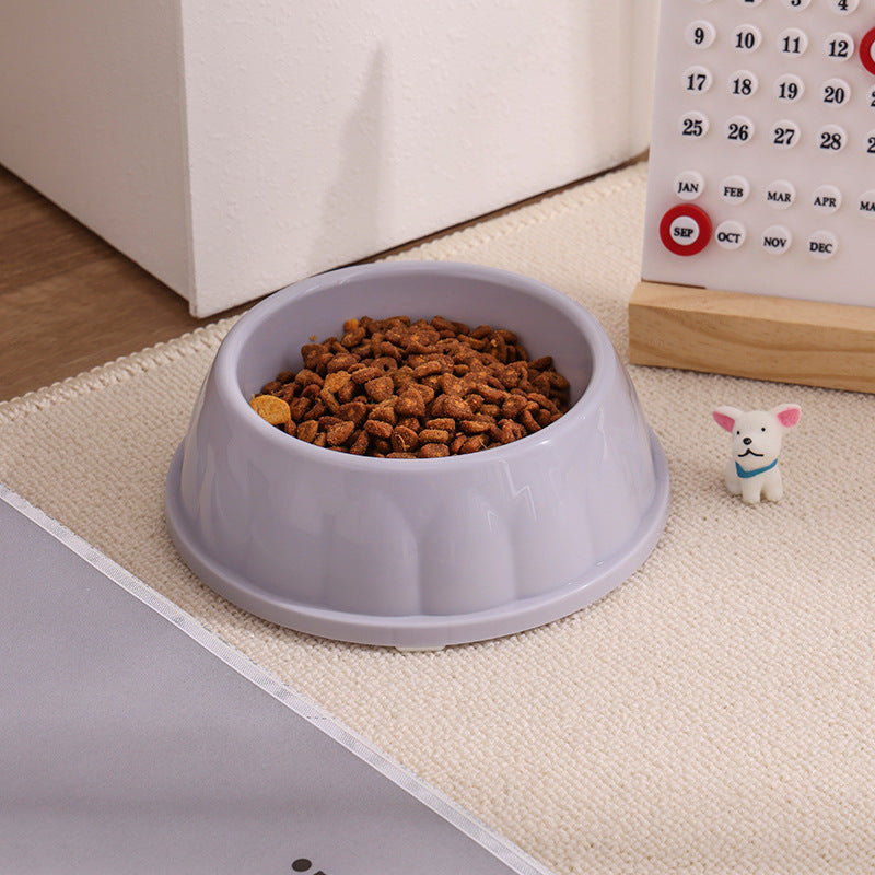 Plastic Pet Bowls Candy-colored Large-diameter Round Dog Bowls - Gray-purple (Without Anti-slip Pads)