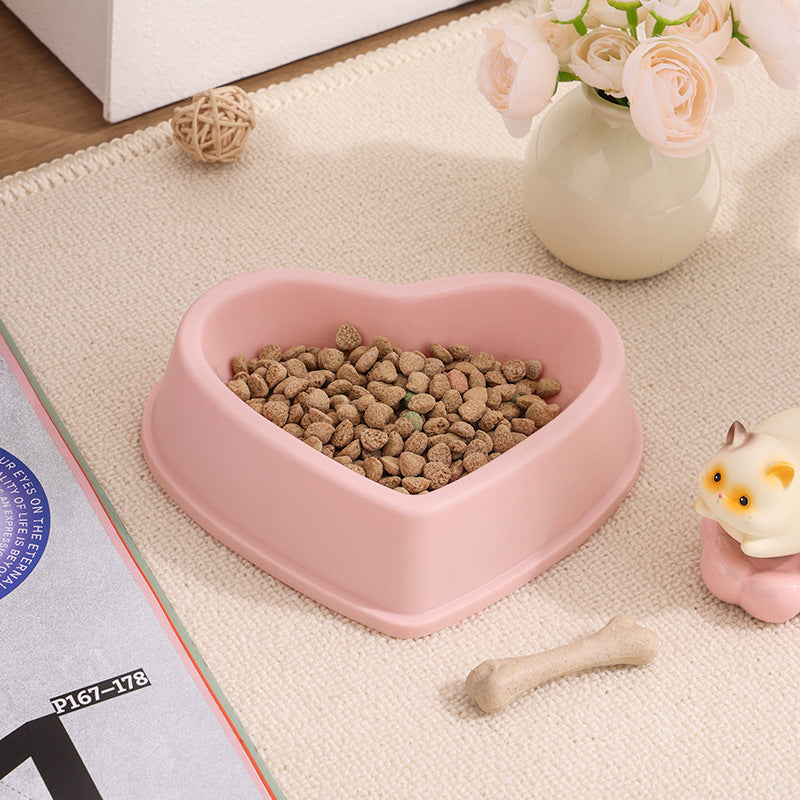 Heart-shaped Cat And Dog Bowls Drinking And Eating Containers Simple - Light Pink