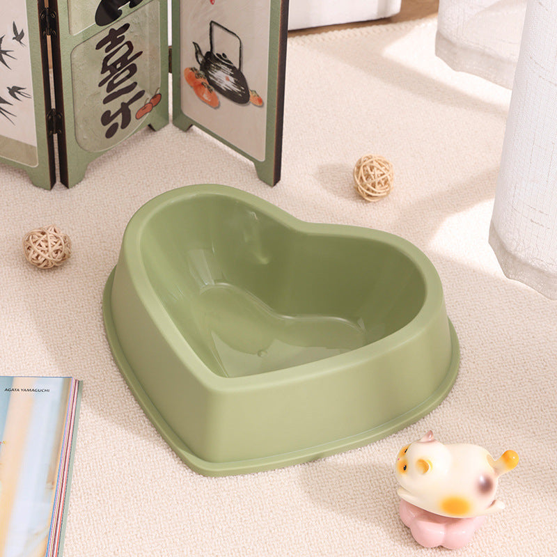 Heart-shaped Cat And Dog Bowls Drinking And Eating Containers Simple - Green