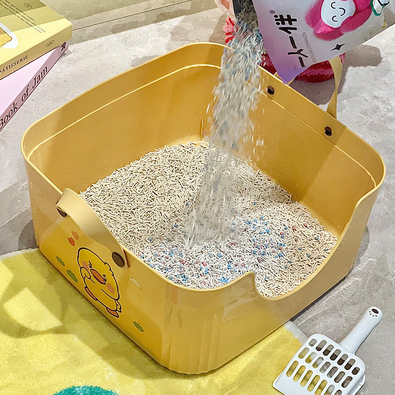 Extra-large Cat Litter Box Anti-splash Cat Toilet Extra-large - Yellow Duckling